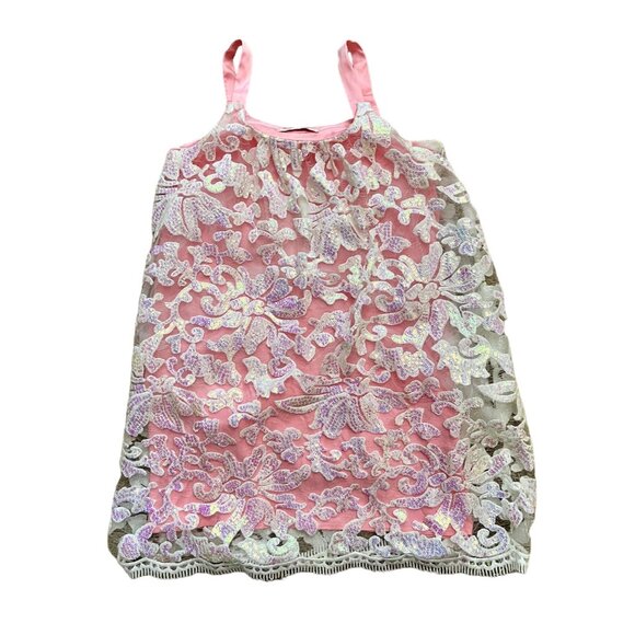 $140 Halabaloo 8 Dress Pink Satin White Tulle Sequins Party Wedding Guest Party - Picture 2 of 6